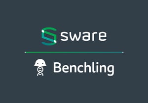 Press Release - Sware Partners with Benchling, Sware and Benchling logo with a horizontal dividing line